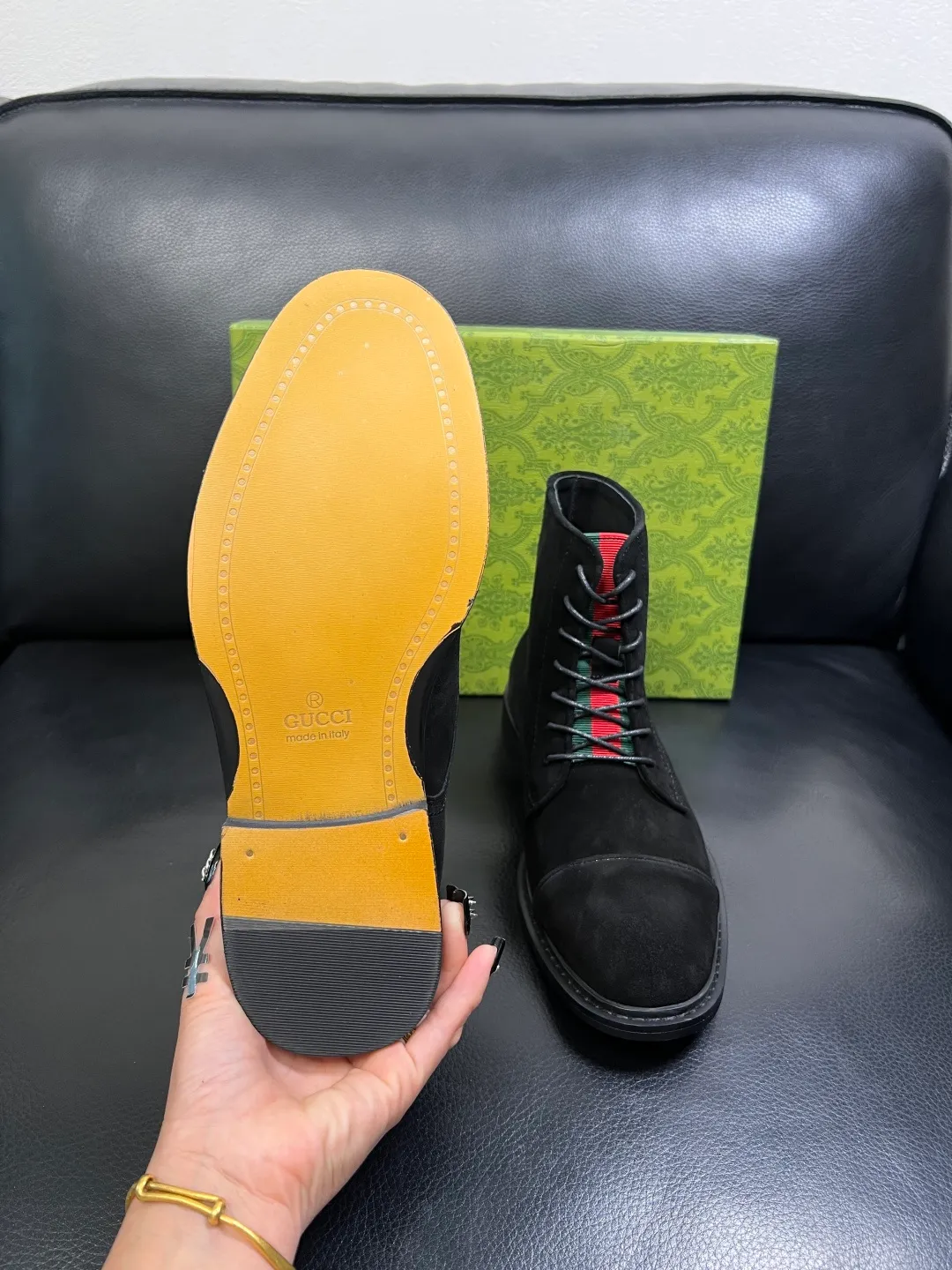 Men's shoes 💰900 Gucci High-quality top crafts Gucci Leather shoes and boots high-top series counter synchronization Original factory configuration, original cowhide imported from Italy, imported water-dyed cow lining, soles: original factory special supply original sole super comfortable, original factory and single goods High quality, welcome to compare and synchronization at the counter, code number 39-44 (customized 45)